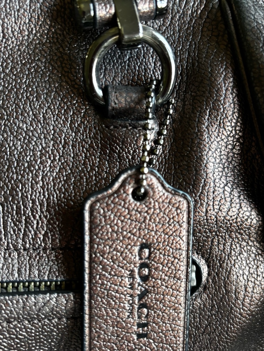 Coach Metallic Brown Pebbled Leather Satchel - Picture 12 of 12